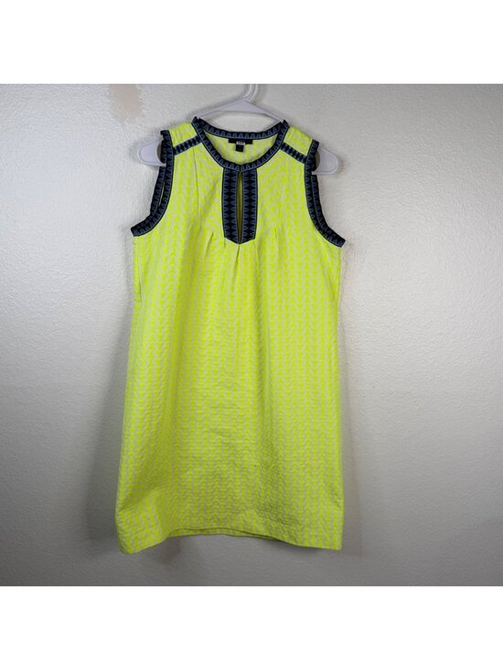 J.CREW Dresses & Skirts - J.CREW Neon Arrow Print Mod Shift Dress Pockets Yellow White Sz 4 Resort Yacht
